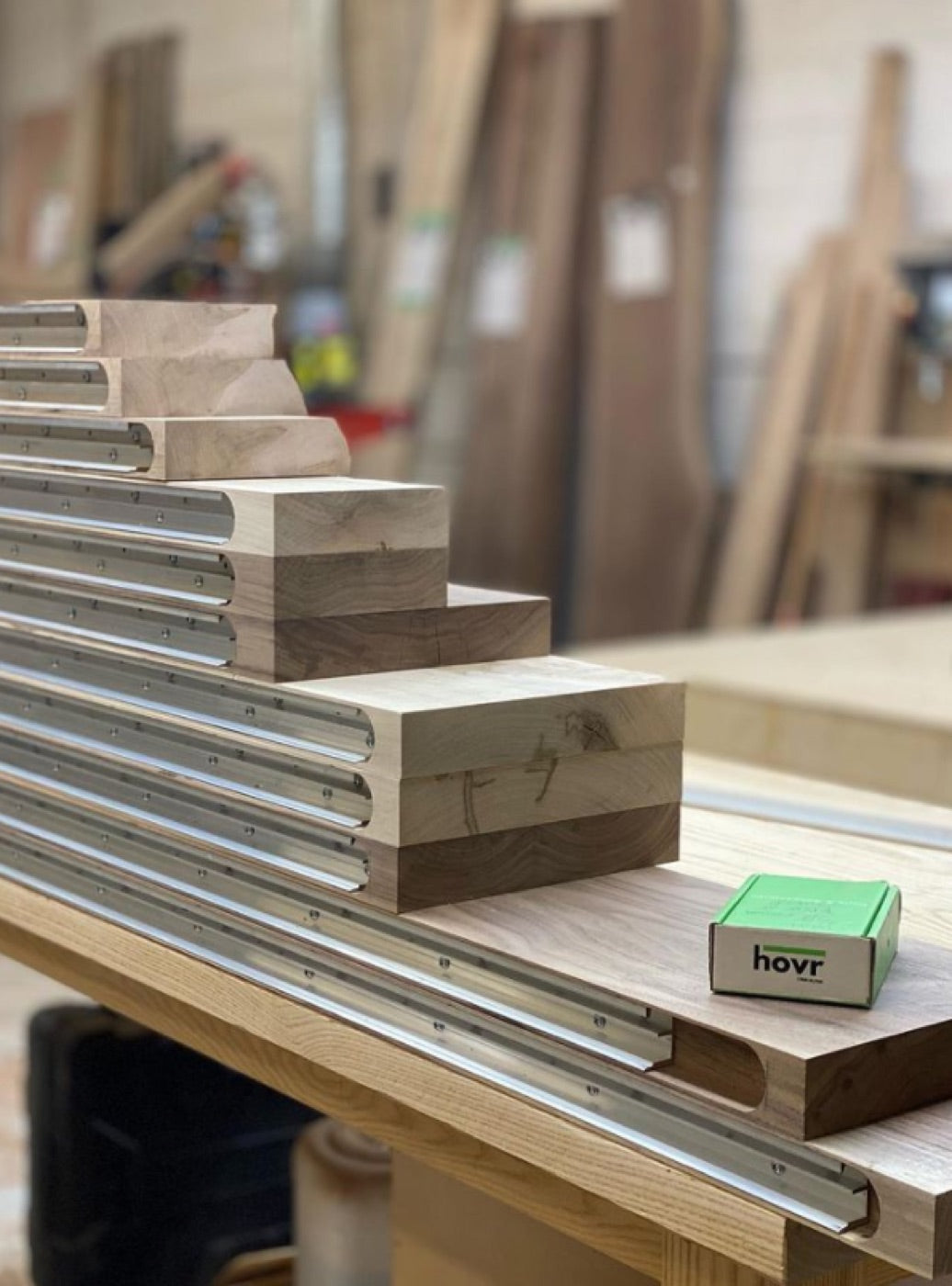 Shelves cut to different lengths with the bracket channel installed